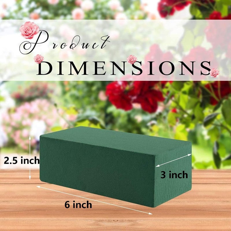 Hdeoops 6 Pcs Floral Foam, Wet and Dry Floral Foam Blocks Flower Arrangement Kit for Fresh or Silk Artificial Flowers (Green, 6" L x 3" W x 2.5" H) - Image 3